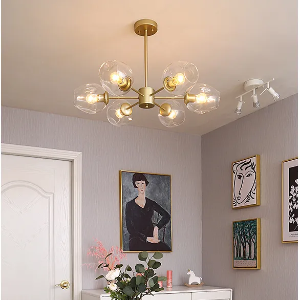 6 Bulb Simple Modern E27 Glass Chandelier